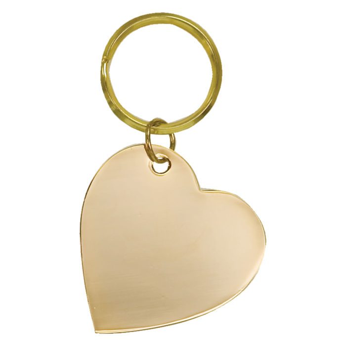2" x 2" Gold Heart Brass Keychain