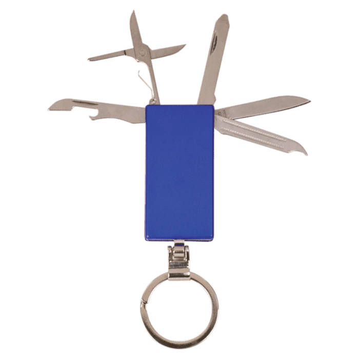 2 1/8" Blue Rectangular 6-Function Keychain