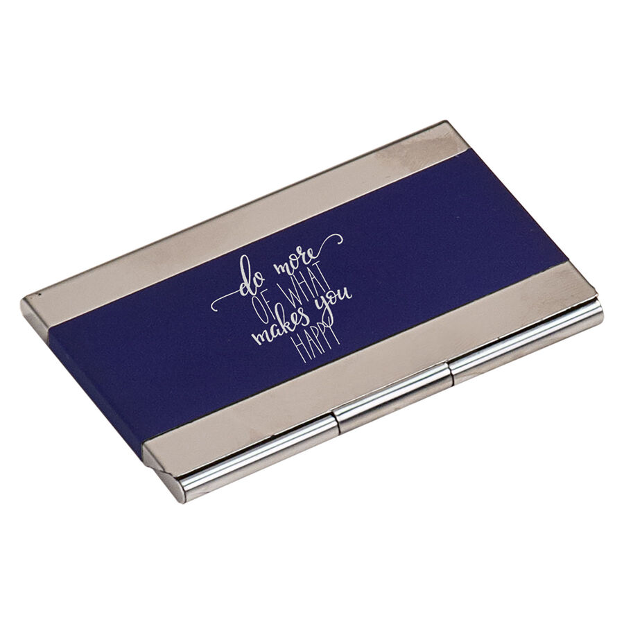 3 3/4" x 2 1/2" Blue Laserable Business Card Holder