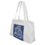 19" x 12" White Bag with 5" Blue/Silver Laserable Leatherette Gusset