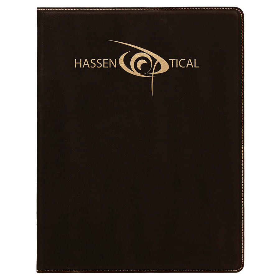 7" x 9" Black/Gold Laserable Leatherette Small Portfolio with Notepad