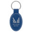 3" x 1 3/4" Blue/Silver Laserable Leatherette Oval Keychain